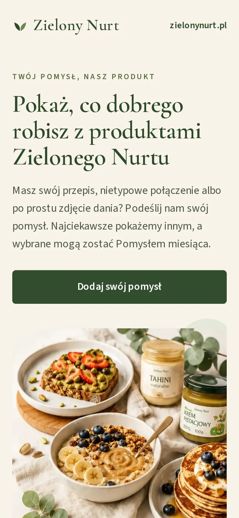Landing zgłoszenia pomysłu na telefonie