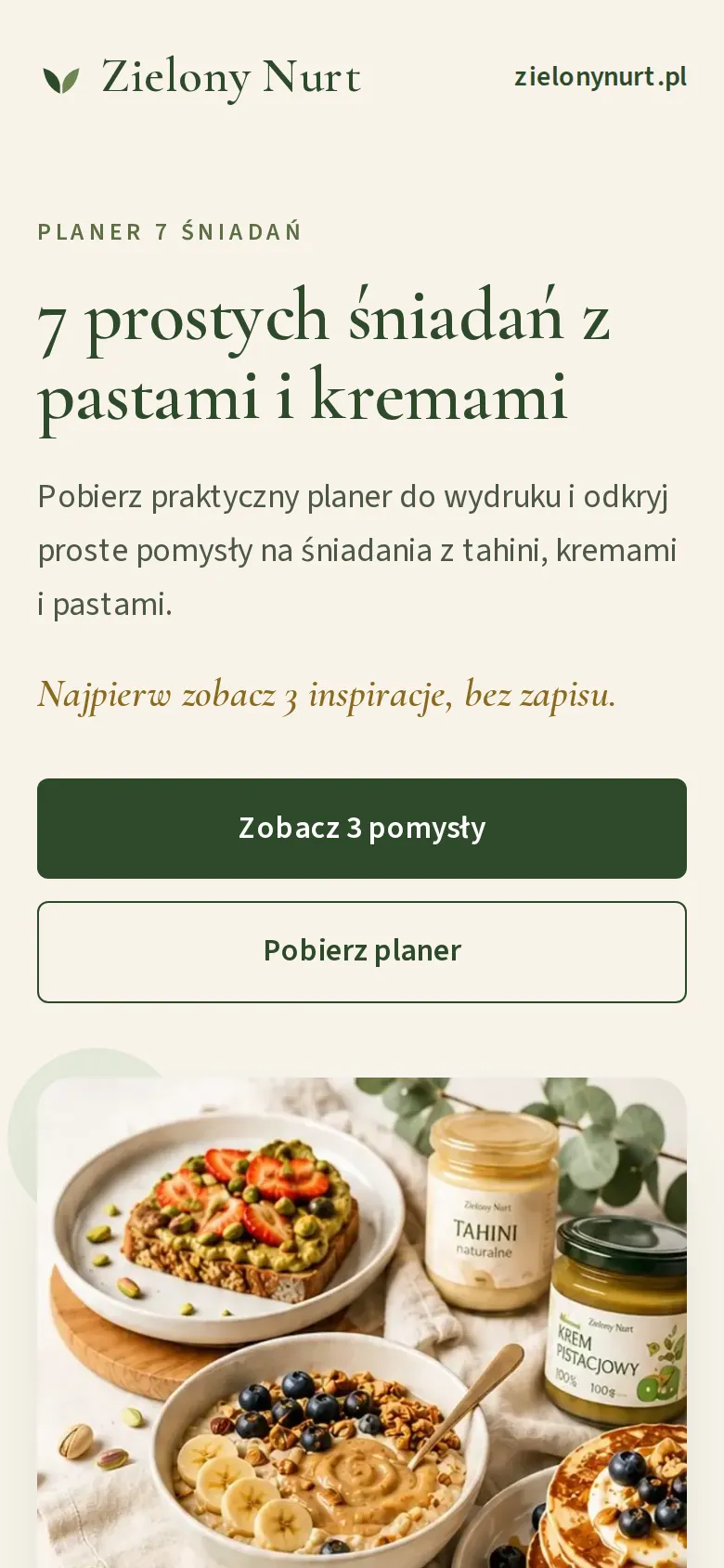 Landing Planer 7 śniadań na telefonie